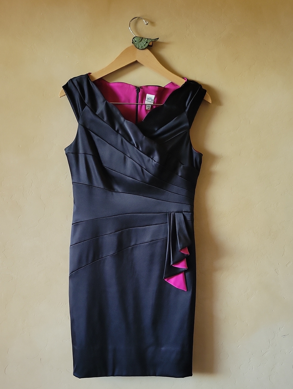 Sangria Black Sheath Dress with Pink Accent Size 10